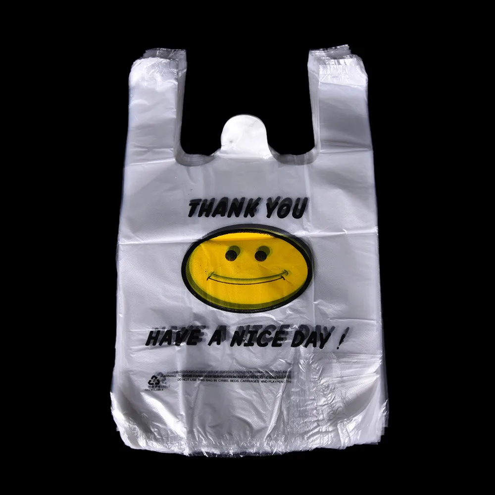 100 шт белый пищевой прозрачный мягкий пластик хозяйственная сумка/жилетные пакеты для розничной торговли/супермаркет Розничные сумки