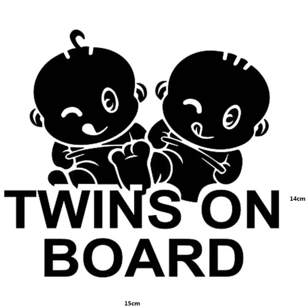 15*14CM TWINS ON BOARD Warning Mark Car Stickers Baby child Vinyl
