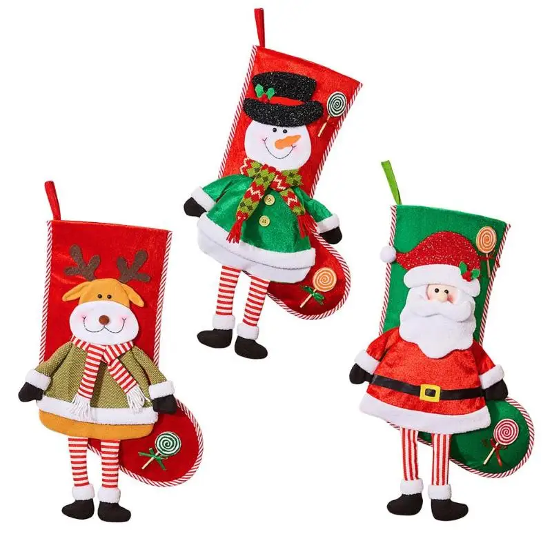 

Christmas Stocking Large Sock Xmas Tree Gift Pouch Candy Bag Hanging Ornaments Decoration Christmas New Year Decoration