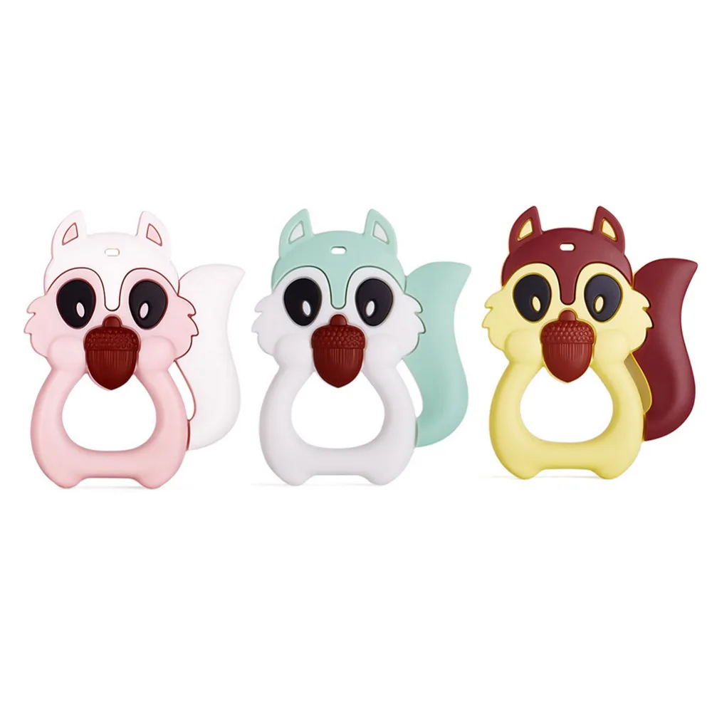 

New Cartoon Squirrel Shape Baby Teethers Safety Infant Teether Food Grade Silicone Gums For Baby Grind Teething Toy BPA Free