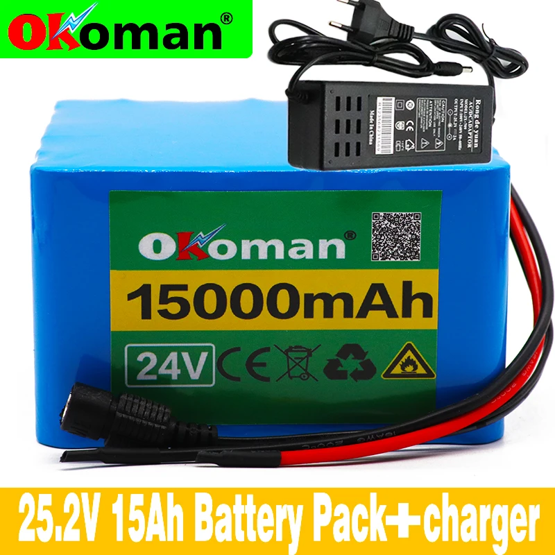 

6S6P 24V 15Ah 25.2V lithium battery pack batteries for electric motor bicycle ebike scooter wheelchair cropper with BMS+ charger