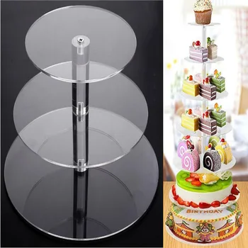 

Acrylic Cupcake Display Stands Supplies 3/4 Tier Clear White Round Cup Tower Cake Stand Wedding Birthday Party Cakes Decorations