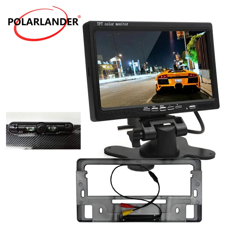 

HD 7 Inch LCD Display Parking System DVD VCR Backup Reverse Camera With LED Lights Car Monitor Night Vision TFT Color Screen