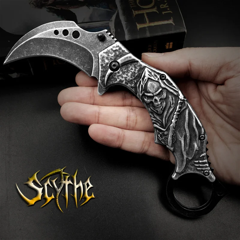 Карманный нож жнец смерти 3D гравировка Танто Складной нож Тактический охотничий Karambit коготь ножи Высокое качество Коллекция Рэмбо нож s