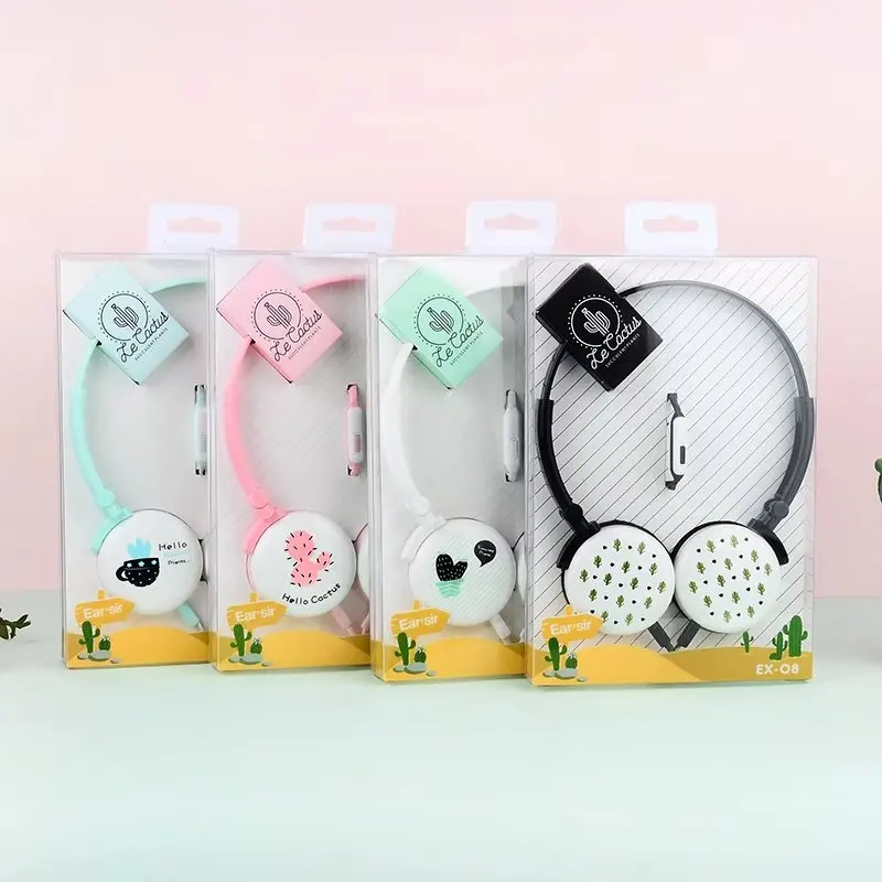 

Fashion Cute Candy Color Cactus Cacti 3.5mm Stereo Headphone Headset Kawaii Earphone Earbuds For Phone MP3 With Microphone