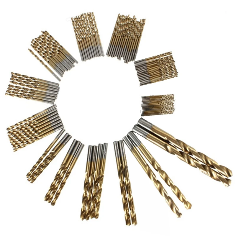 99 Pc/Set Titanium Coated HSS Drill Bits Metric System 1.5mm-10mm For Wood Metal