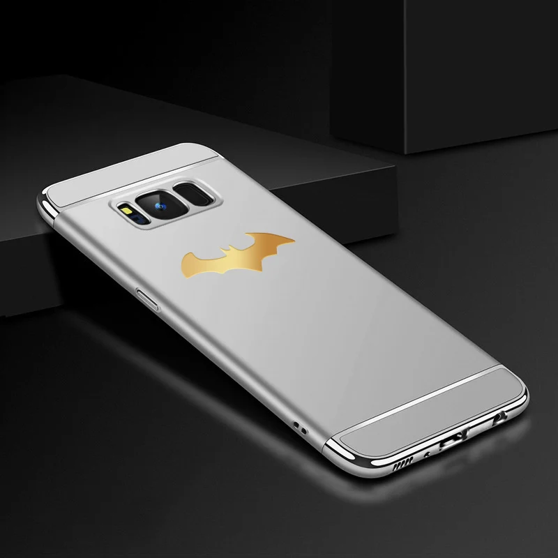 Роскошный чехол 3 в 1 покрытие Бэтмен телефон чехол s для samsung Galaxy S8 S9 S10 Plus Note 9 Mate 8 крышка A3 A5 A7 A6 A8 A9 Coque - Цвет: Silver With Batman