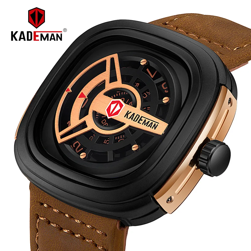 

KADEMAN Military Unique Men Watch Luxury Top Brand Waterproof Wrist Quartz Watches Fashion Army Sport Male Leather Clock Relogio