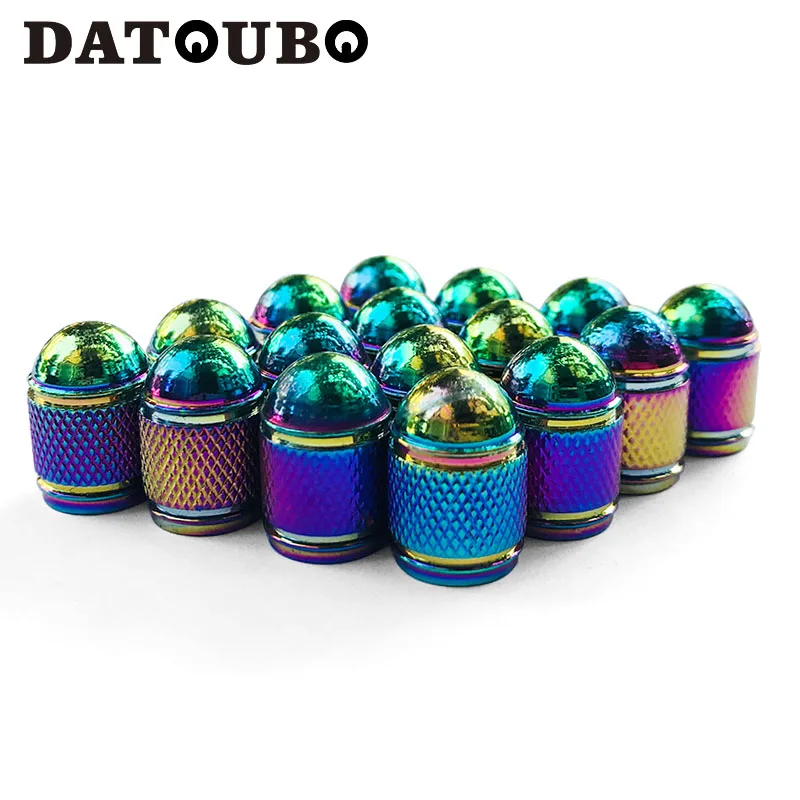 

DATOUBO 16pcs Universal Auto Neon Color car tire valve cap, Multi Color aluminum Schrader tyre valve stem cap for car bike.