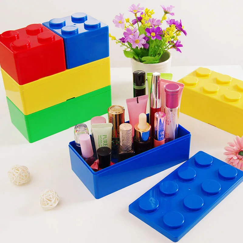 

Creative Storage Box Building Block Shapes Plastic Saving Space Box Superimposed Desktop Handy Office Storage Box