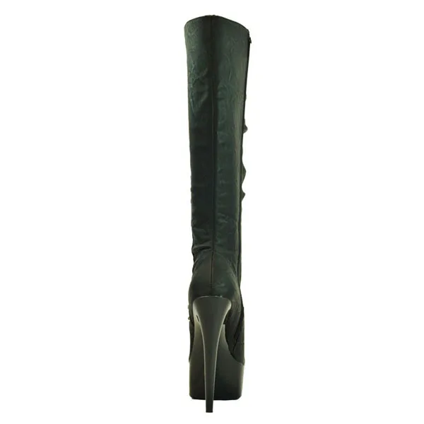 Black female high boots autumn fish mouth high heels, women's sexy height and dancing shoes, 15 cm