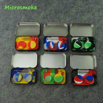 

Silicone BHO Container FDA Silicone Containers 5ml Small Silicone jars Black Tin kit set with Dab Tools 5pcs/lot Free Shipping