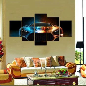 

5 Pieces Sports Car Poster Wall Art Canvas Painting Nordic Wall Pictures for Living Room Decoration Picture No Frame Art Print