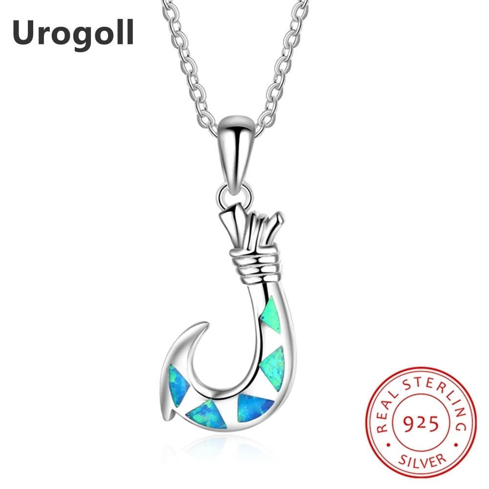 

Genuine 925 Sterling Silver Fine Jewelry Blue Opal Letter J Pendant Necklaces For Women Anniversary Silver 925 Jewelry Gifts