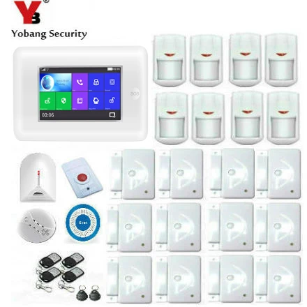 

Yobang Security Spanish French Voice Wireless GSM Home Alarm System Touch Screen WiFi GSM Security System RFID Fire Smoke Sensor