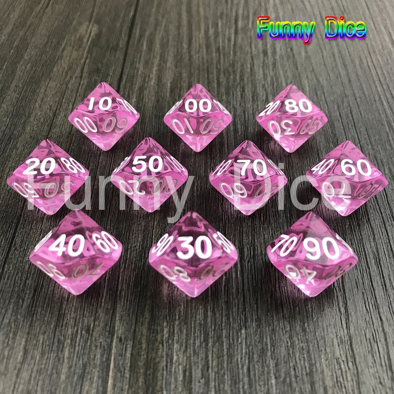 

RPG High Quality Dnd Polyhedral Transparent/Clear Digital D10% Dice of 10pcs/Set for Board Game / Education with Gift KIds Dice