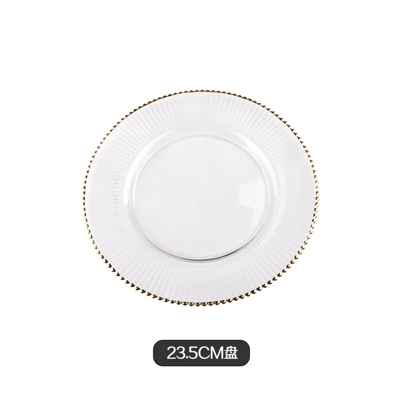 Золотой Край Европейский ручной работы стеклянная тарелка отель прозрачная стеклянная посуда Западная тарелка поднос - Цвет: 2