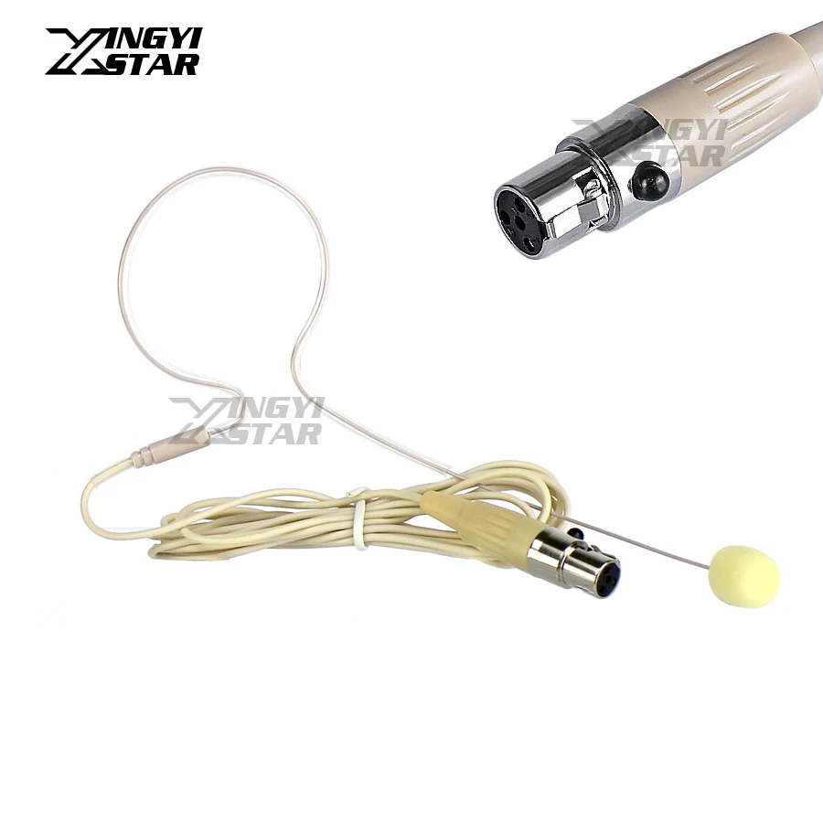 

10Pcs Beige Mini XLR 4 Pin TA4F Plug Single Earhook Condenser Headset Microphone For SHURE Wireless System BodyPack Transmitter