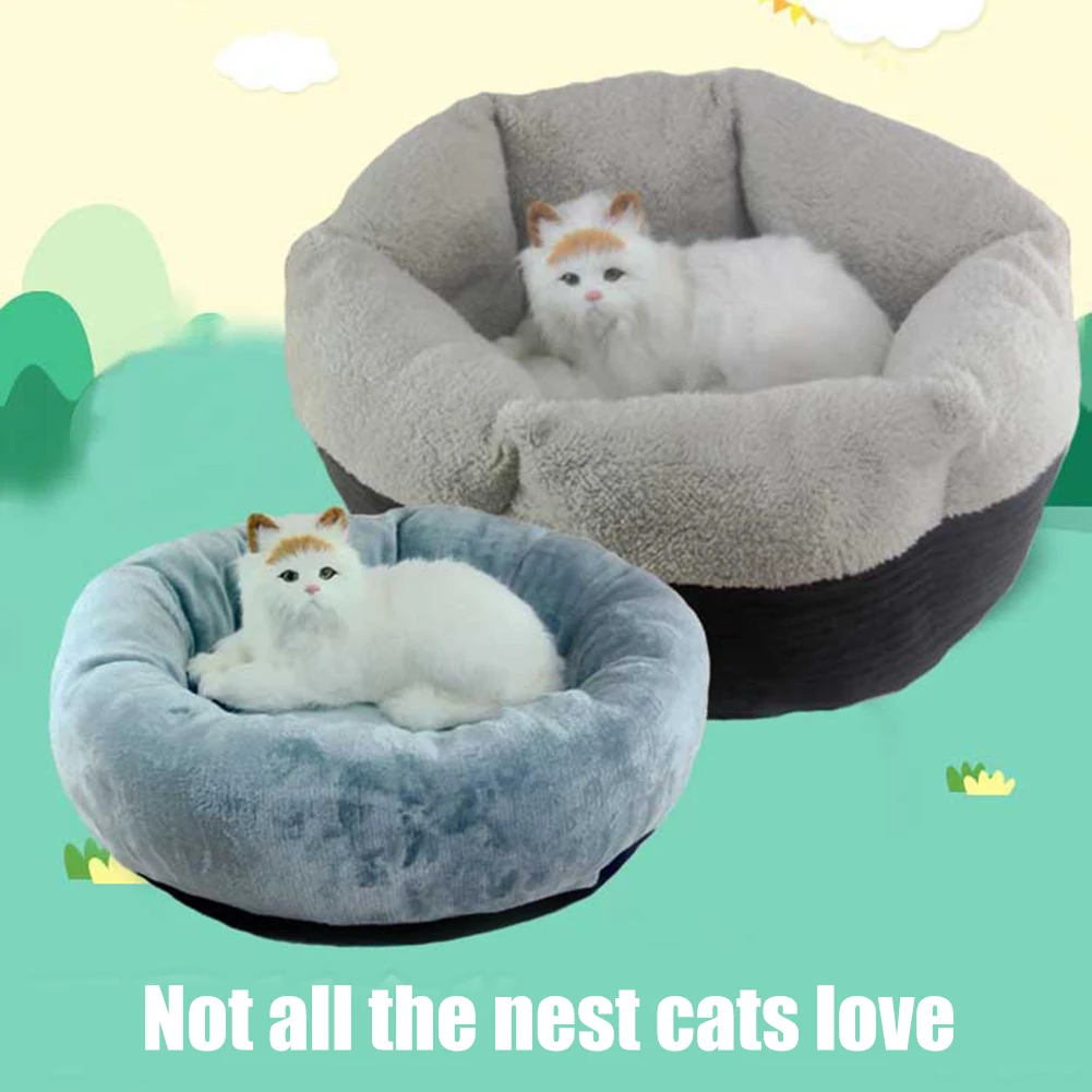

Soft Round Pet Bed Warm Comfortable Kitten Puppy Nest Kennel for Winter Autumn YU-Home