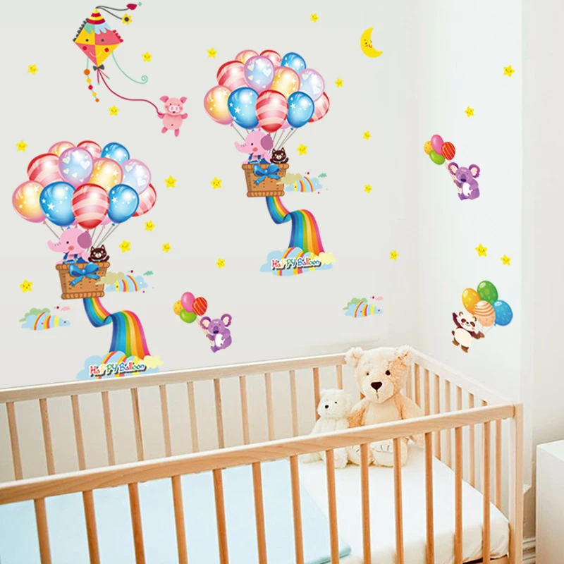 

SK7020 hot air balloon small animal cartoon painting wall sticker bedroom living room home decoration wall stickers
