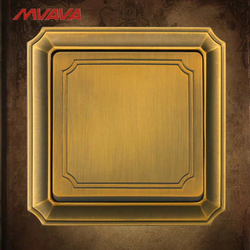 

MVAVA 1 Gang 1 Way Light Control Switch EU/UK Standard Push Button Bronze Panel Wall AC Electric Switch Free Shipping