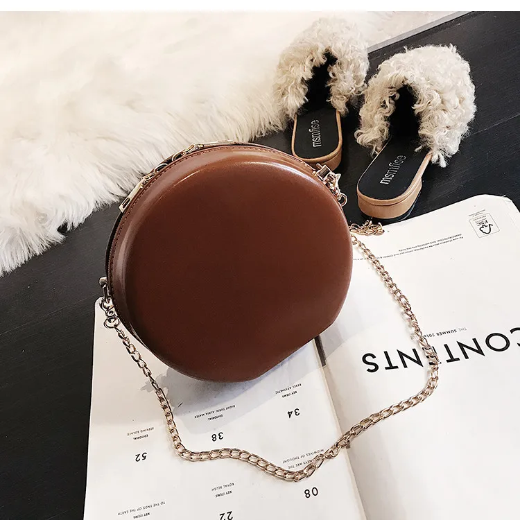 Brown TOYOOSKY новые женские круглые Сумки из искусственной кожи круглый ящик сумки сумка для леди повседневные сумки через плечо круговая сумка - Цвет: Brown