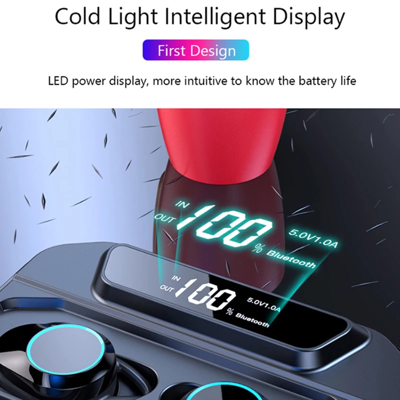 TWS Bluetooth 9D Stereo Earphone Wireless Earphone IPX7 Waterproof Earphone 3300mAh LED Smart Power Bank Phone Holder Headphones