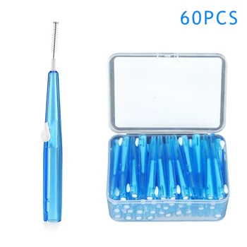 

60 Pcs/Box 0.7MM Interdental Brush Tooth Cleaning Oral Care Tool Toothpick Dental Soft Toothbrush Push-Pull Brushes 669