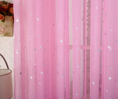 Блестящие звезды ткань детская комната окна шторы для детей мальчик девочка спальня гостиная синий/розовый ночные шторы на заказ драпировка - Цвет: Pink