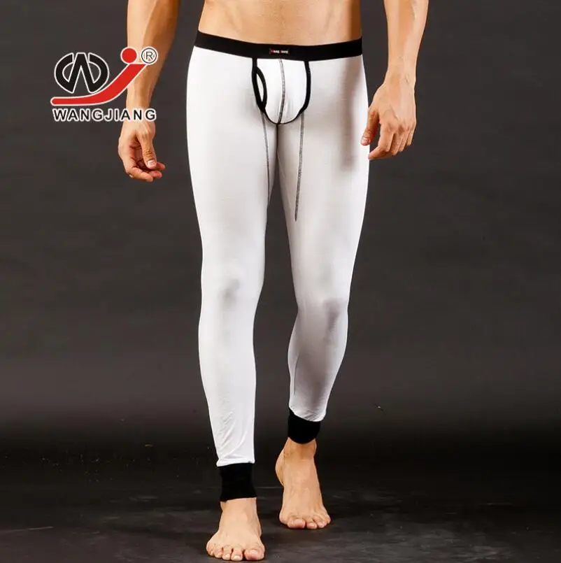 WJ Брендовые мужские кальсоны мужские теплые брюки тонкие эластичные модные модальные сексуальные мужские нижнее белье, лосины кальсоны термобелье - Цвет: white