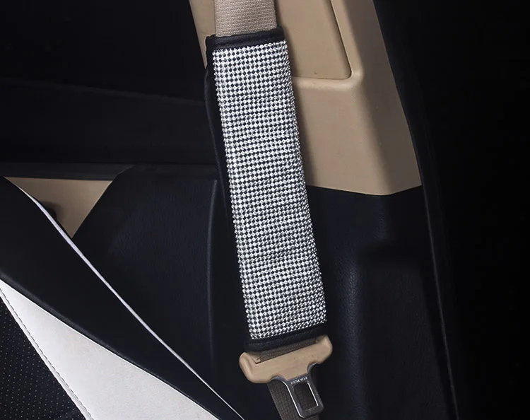 Rhinestones-Diamond-Auto-Seat-Belt-Cover-Hand-Brake-Gear-Cover-Plush-Car-SeatBelt-Shoulder-Pad-Styling-Fit-5