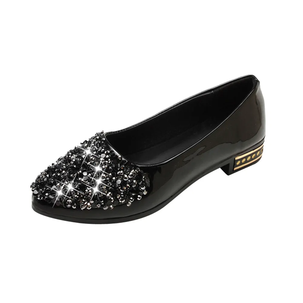 

Spring Autumn Women Ballet Flats Shoes Pointed Toe Slip-On Rhinestone Woman Single Shoes Ladies Comfortable Zapatos Mujer