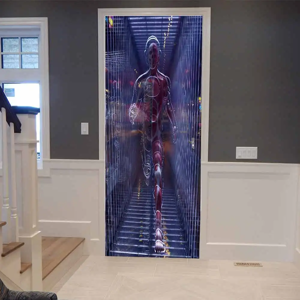 

New Creative 3D Door Sticker Art Magic Supermen Waterproof Self Adhesive Mural Wallpaper Poster DIY Door Home Decor Decals Paste