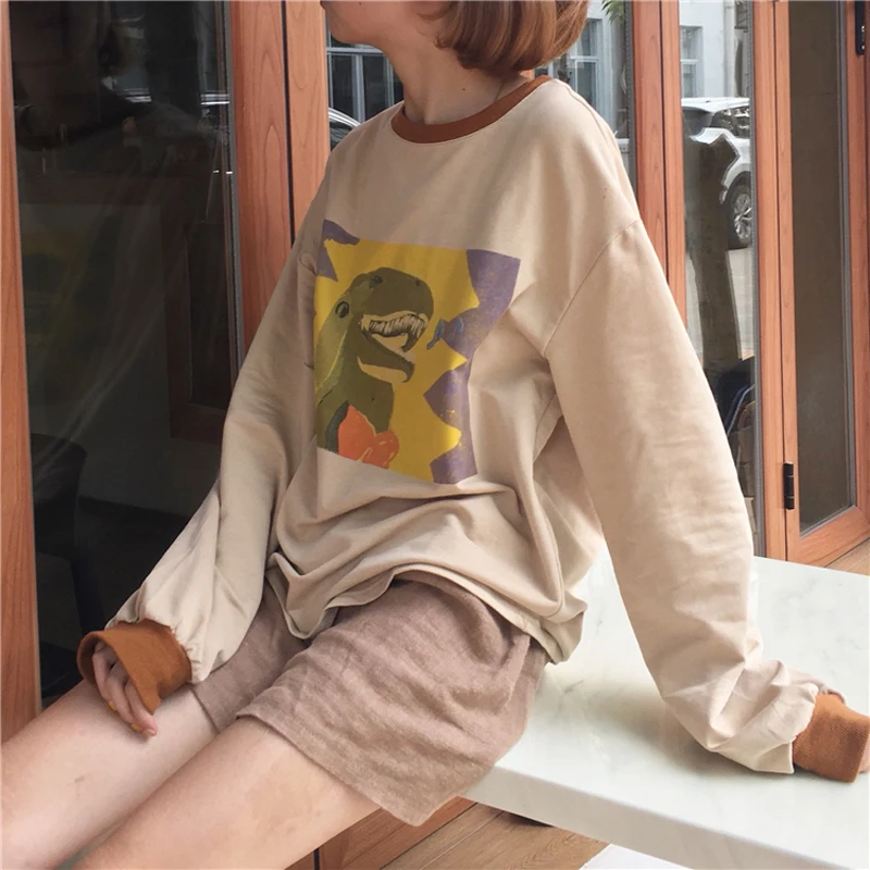 Женская одежда U SWEAR Весенняя Корейская рубашка Ulzzang Harajuku с мультяшным принтом