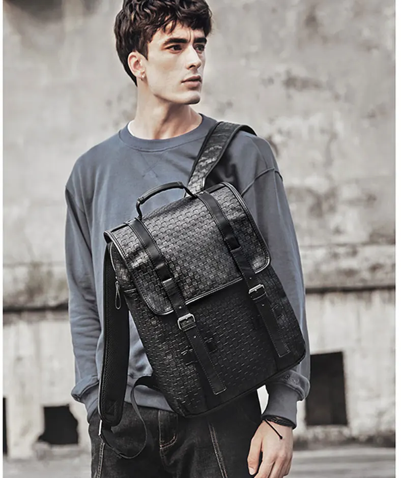Для мужчин кожаные тенденции моды рюкзак прилив бренд сумка британский Простой Корейский личность sac основной femme