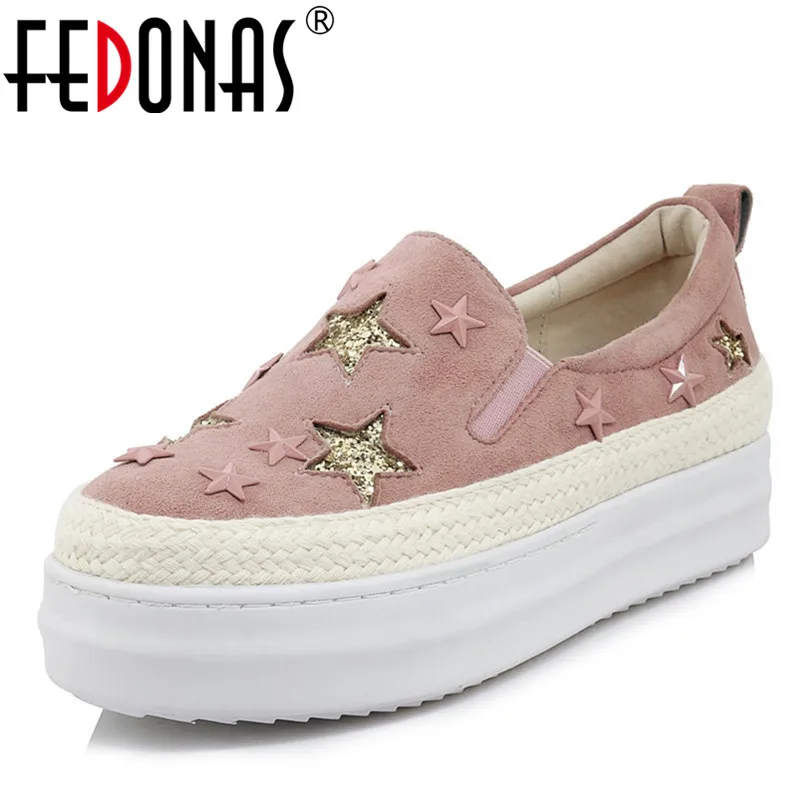 

FEDONAS Fashion Women Flats Platforms Casual Shoes Woman Round Toe Suede Leather Four Season Comfort Casual Shoes Woman