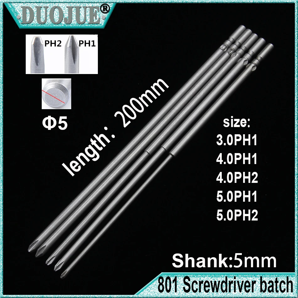 1Pcs 801 5mm Magnetic Round Shank Phillips Cross Head Screwdriver Bit Set Hand Tools Long 200mm | Инструменты
