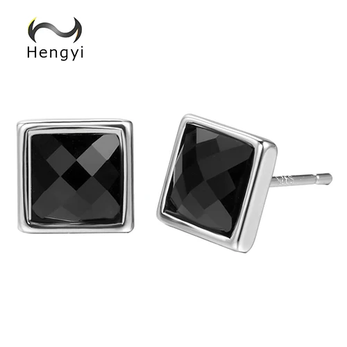Hengyi Мода Настоящее серебро 925 проба геометрический квадратные серьги для Для женщин для вечеринки, Дня Рождения Серебро 925 ewelry - Цвет камня: Silver