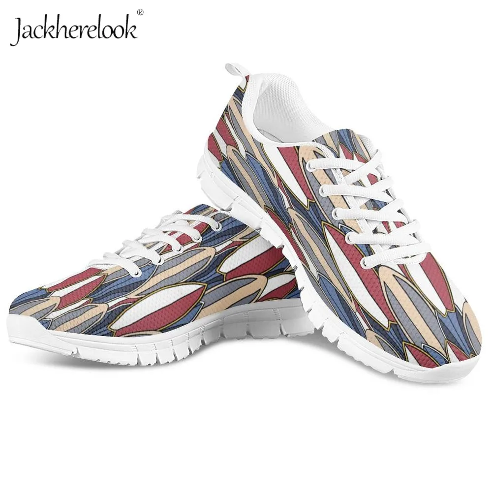 

Jackherelook 2019 New Summer Women Casual Vulcanize Flat Shoes Breathable Surfing Board Pattern Sneakers 3D Printing Mesh Shoes