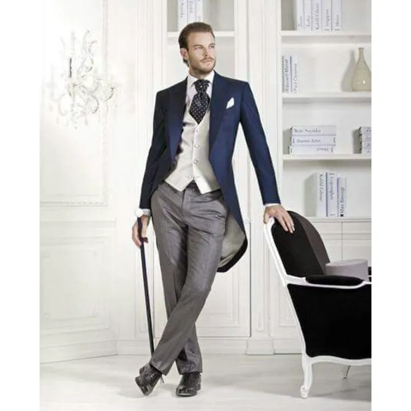 

Custom made Italian wool Black Morning suit Wedding Suits For Men Best man's 3 Peices Suits(Jacket+Pants+vest)