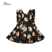 Коллекция года, летняя одежда для малышей платье для маленьких девочек платье-пачка принцессы с оборками и цветочным рисунком платье без рукавов