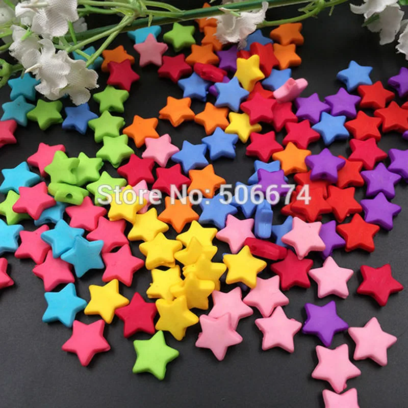 100 шт Разноцветные 9 мм акриловые в форме звезды свободные бусины для изготовления браслетов и ожерелий своими руками