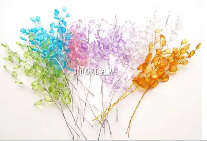 

500pcs/Lot colorful CRYSTAL drop on stem WEDDING JEWELS Flower Spray WIRE-FAVOURS wa046