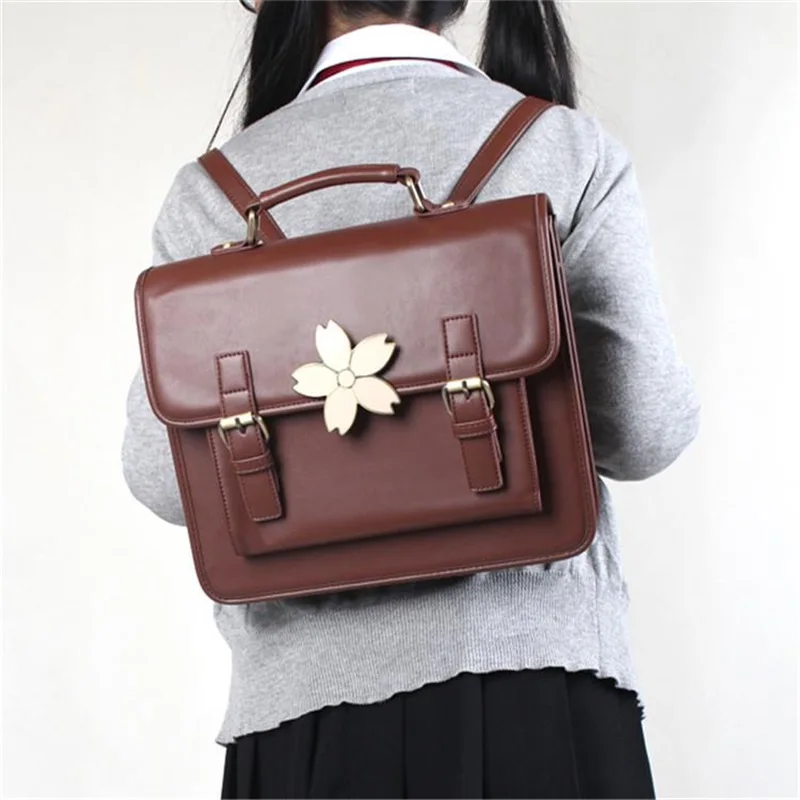 

Japanese Preppy style Lolita Sakura Design Handbag JK Uniform Bookbag Vintage Shoulder Bag Backpack Fashion School Bag Briefcase