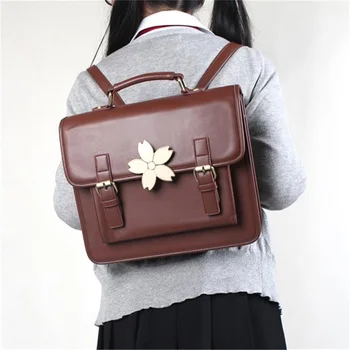 

Japanese Preppy style Lolita Sakura Design Handbag JK Uniform Bookbag Vintage Shoulder Bag Backpack Fashion School Bag Briefcase
