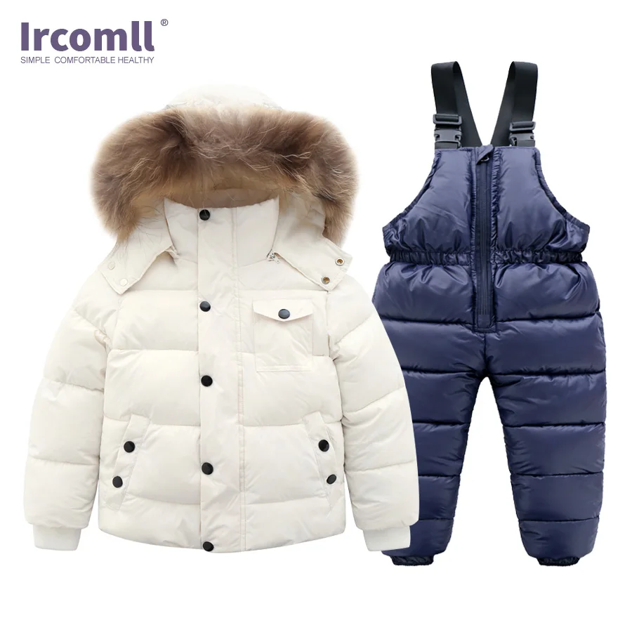 Ircomll Высокое качество сапоги для русской зимы, комплект детской одежды из плотного хлопка пуховое Водонепроницаемый ветрозащитная детская одежда для снежной погоды одежда для катания на лыжах Су - Цвет: White