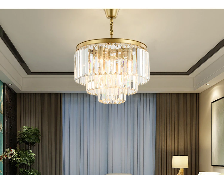 Gold American Style Retro Chandeliers LED Crystal Lighting For Living Room Bedroom Hall Hotel Restaurant Dining Room Fashion