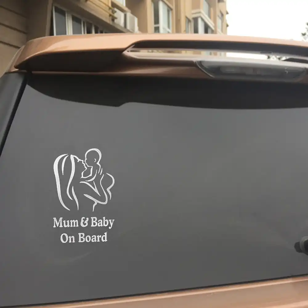 Mum and Baby on Board Cut Vinyl Decal 18 cm x 12 cm