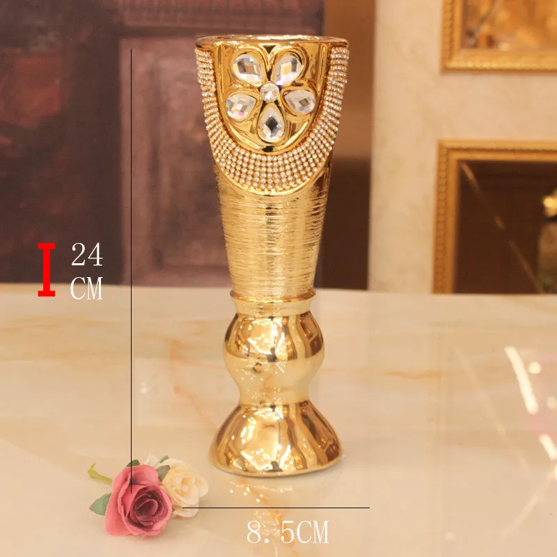 Европейская Гальваническая Керамическая маленькая подвеска в виде вазы золотой рисунок экспозиции модель комнаты свадебный цветок магазин украшения