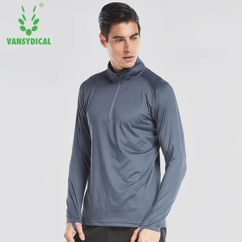 Vansydical мужские футболки с длинным рукавом для бега, дышащие толстовки для фитнеса, компрессионные обтягивающие топы для велоспорта